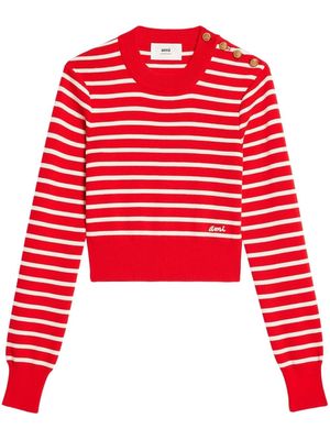 AMI Paris striped merino wool jumper - Red