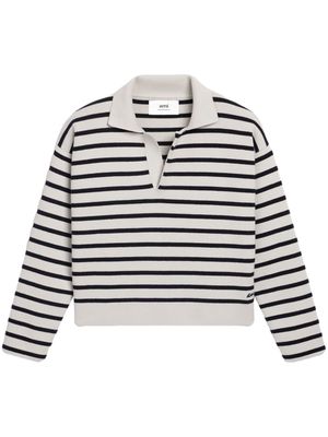 AMI Paris striped polo jumper - Neutrals