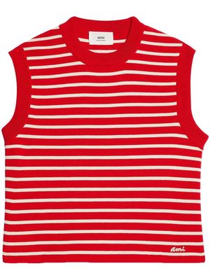 AMI Paris striped sleeveless knit vest - Red