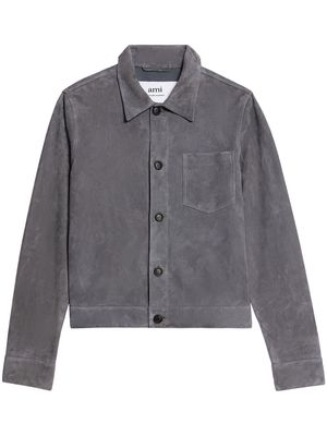 AMI Paris suede button-up jacket - Grey