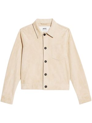 AMI Paris suede button-up jacket - Neutrals