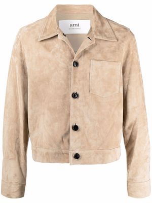 AMI Paris suede buttoned shirt jacket - Neutrals