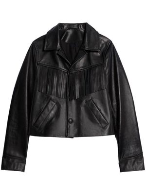 AMI Paris tasselled leather jacket - Black