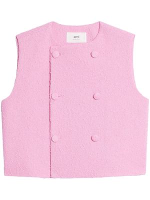 AMI Paris textured crop top - Pink