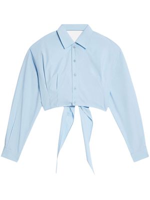 AMI Paris tie-detail cropped cotton shirt - Blue