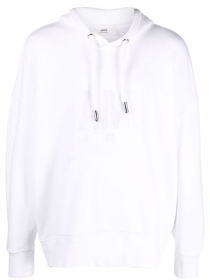 AMI Paris tonal logo cotton hoodie - White
