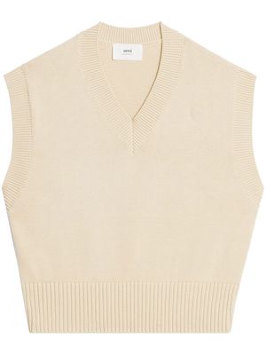 AMI Paris V-neck knit vest - Neutrals