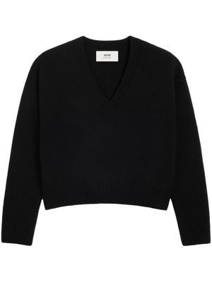 AMI Paris V-neck wool-cashmere jumper - Black