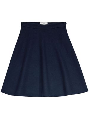 AMI Paris viring-wool blend A-line skirt - Blue
