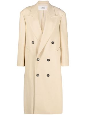 AMI Paris wide-lapels double-breasted long coat - 718 VANILLA CREAM