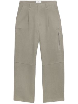 AMI Paris wide-leg virgin-wool trousers - Grey