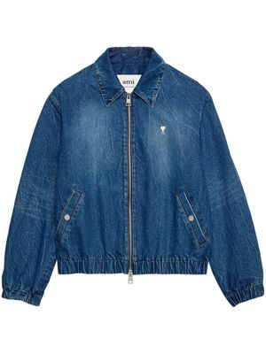 AMI Paris zip-up denim bomber jacket - Blue