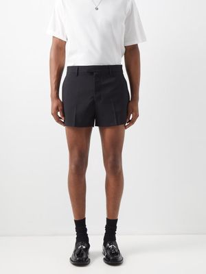 Ami - Pleated Wool Shorts - Mens - Black
