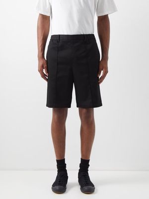 Ami - Raised-seam Cotton-gabardine Shorts - Mens - Black