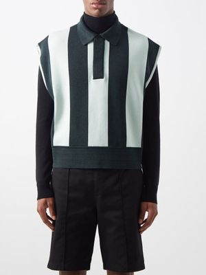 Ami - Striped Cotton-blend Sweater Vest - Mens - Green Multi