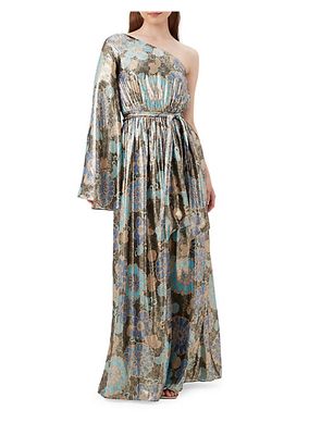 Amida Floral Silk-Blend One-Shoulder Maxi Dress