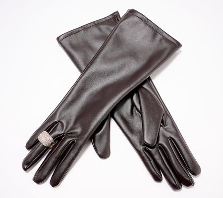 Amiee Lynn Accessories Elbow Leatherette Gloves with Ring