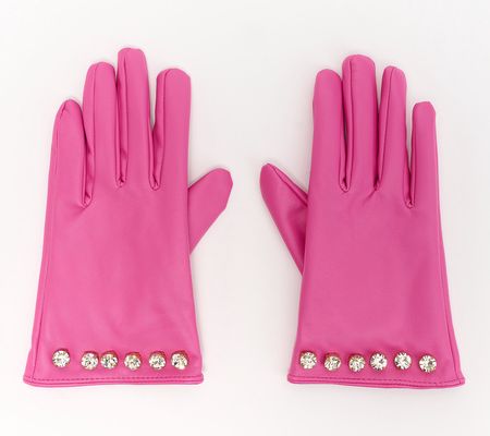 Amiee Lynn Accessories Leatherette Gloves with Sparkle Trim