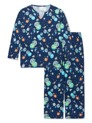 Amiki Chris space-print pajamas - Blue