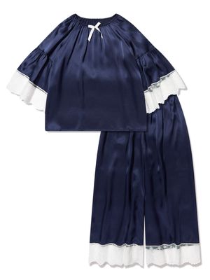 Amiki lace-trim silk pajama set - Blue
