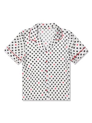 Amiki polka-dot print silk pajamas - White