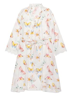 Amiki Sofia butterfly-print dressing gown - White