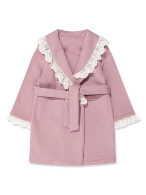 Amiki Thalia lace-trim cotton robe - Pink