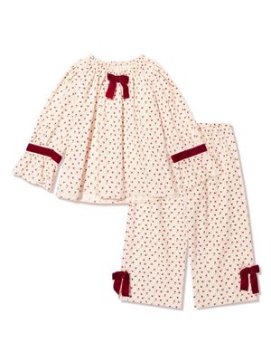 Amiki Xenia rose-print bow pyjama - Neutrals