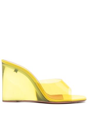 Amina Muaddi 95mm Lupita glass wedge heels - Yellow