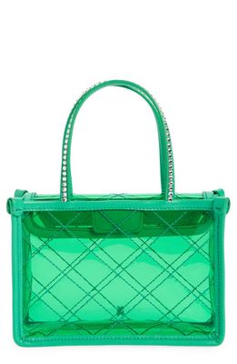 Amina Muaddi Amini Betty Quilted Satin Top Handle Bag in Pvc Emerald Green And White