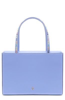 Amina Muaddi Amini Gilda Leather Top Handle Bag in Blue/Candy Rainbow Crystal