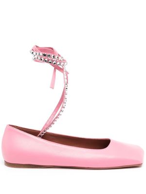 Amina Muaddi Ane leather ballerina shoes - Pink