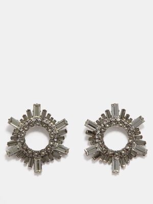Amina Muaddi - Begum Mini Crystal-embellished Earrings - Womens - Black Silver