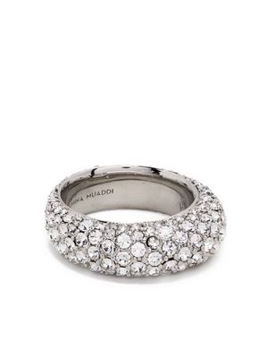 Amina Muaddi Cameron crystal-embellished ring - WHICRY.WHIT CRYSTAL