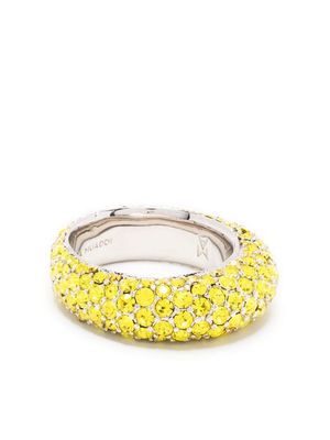 Amina Muaddi Cameron crystal-embellished ring - Yellow