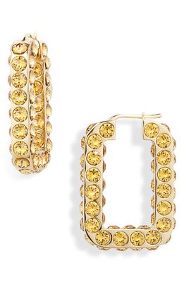 Amina Muaddi Crystal Hoop Earrings in Golden Crystals/Gold Base
