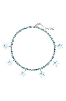Amina Muaddi Daryl Crystal Choker Necklace in Light Turquoise Crystals