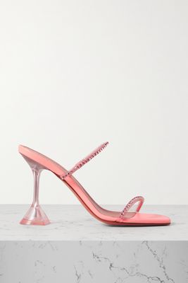 Amina Muaddi - Gilda Crystal-embellished Leather Mules - Pink