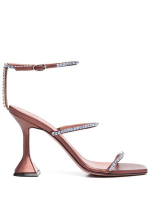 Amina Muaddi Gilda crystal embellished sandals - Brown