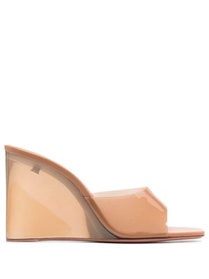 Amina Muaddi Lupita Glass 95mm wedge sandals - Brown