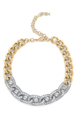 Amina Muaddi Matthew Crystal Pavé Choker Necklace in White Crystals And Gold Base