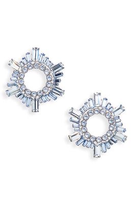 Amina Muaddi Mini Begum Earrings in Light Sapphire Crystals