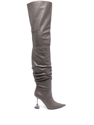 Amina Muaddi Olivia 95mm thigh-high boots - Grey