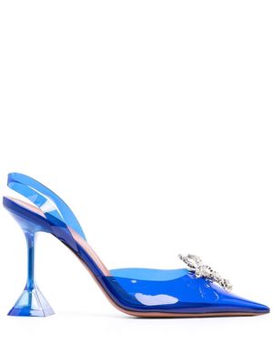 Amina Muaddi Rosie pointed-toe bow-detail 95mm pumps - Blue