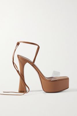 Amina Muaddi - Sita Leather And Pvc Platform Sandals - Brown