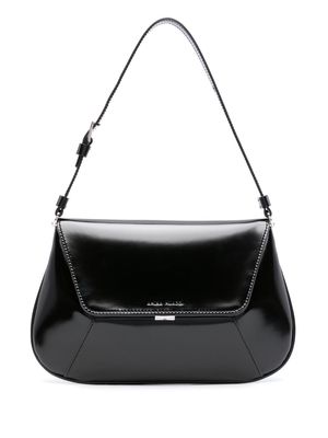 Amina Muaddi Spazzolato leather shoulder bag - Black