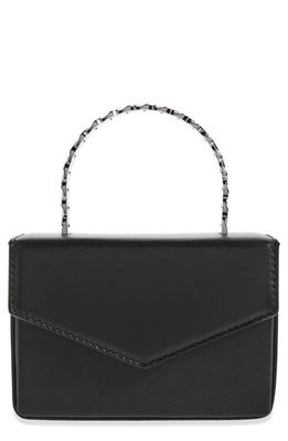 Amina Muaddi Superamini Pernille Leather Top Handle Bag in Black Nappa Silver Handle