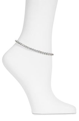 Amina Muaddi Tennis Anklet in White Crystals Silver Base