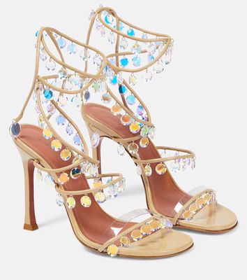 Amina Muaddi Tina 105 embellished leather sandals