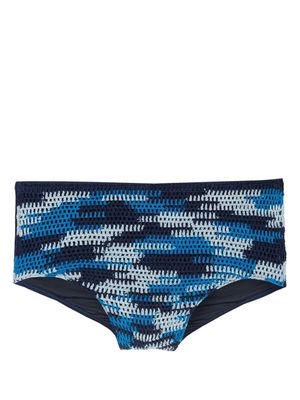 Amir Slama abstract-pattern crochet swimming trunks - Blue